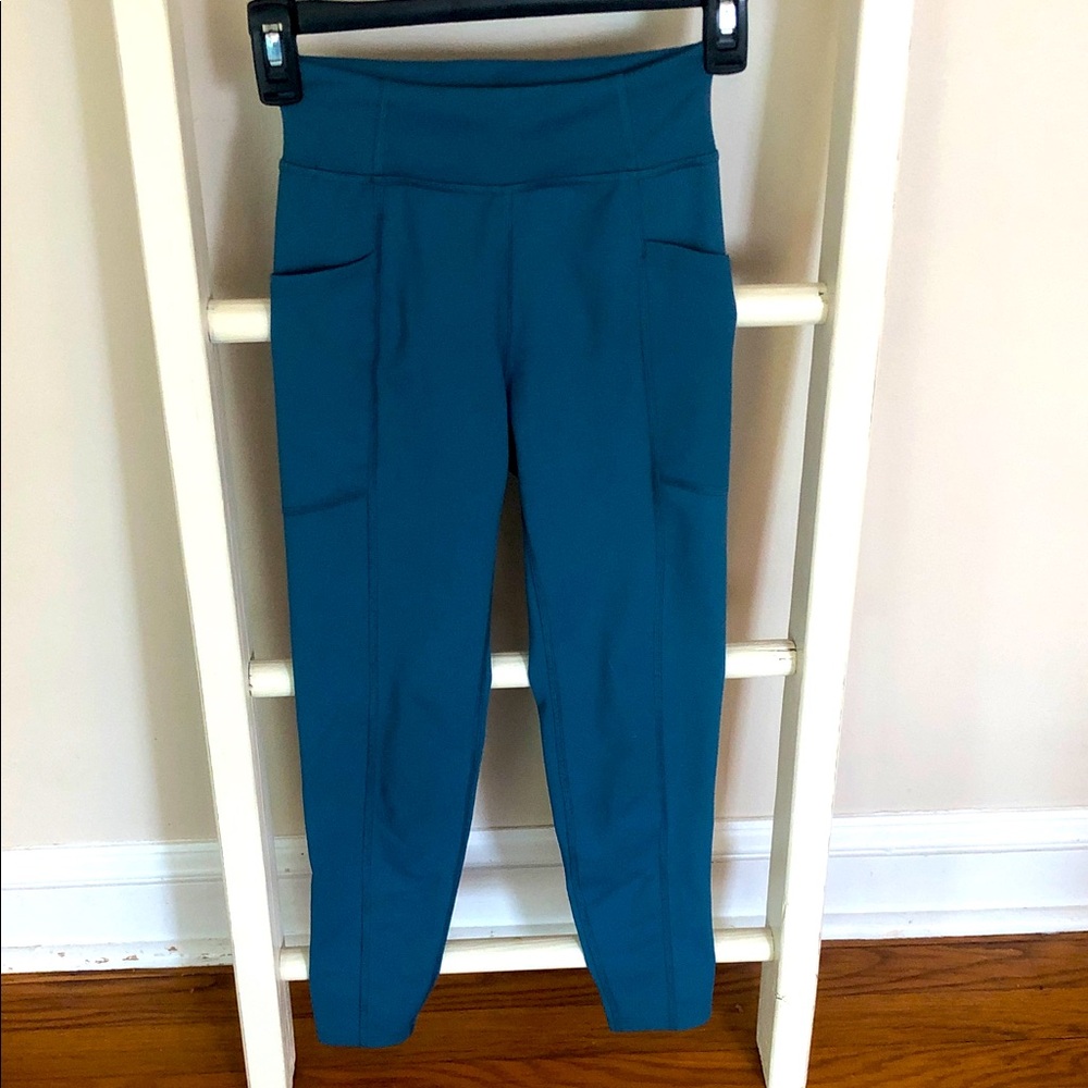 REI Teal High-Rise Performance Leggings with Side Pockets, girls 10-12